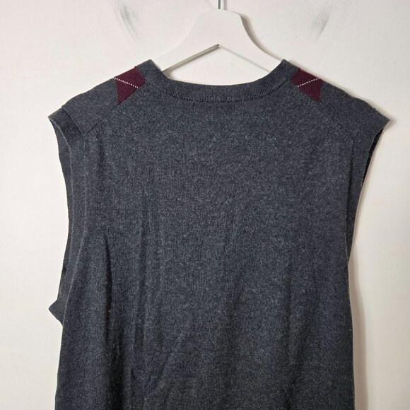 Banana Republic Size L Silk Cashmere Argyle Gray Sweater Vest Men's - Picture 8 of 9